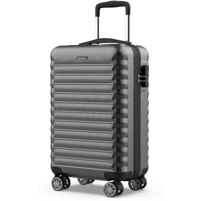 NUMADA Handgepäck Koffer 55x36x19cm (31L) ABS Upfly XS mit 4 gummierte Doppelrollen und Zahlenschloss. Reisekoffer, Hartschalenkoffer mit Raumteiler und Packgurte Grau NUMADA Handgepäck Koffer 55x36x19cm (31L) ABS Upfly XS mit 4 gummierte Doppelrollen und Zahlenschloss. Reisekoffer, Hartschalenkoffer mit Raumteiler und Packgurte Grau