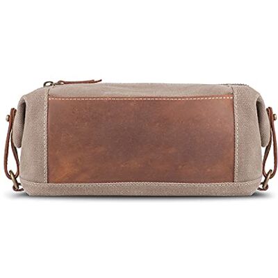 Londo Kosmetiktasche Echtleder und Canvas Reisetasche Dopp Kit – Unisex Londo Kosmetiktasche Echtleder und Canvas Reisetasche Dopp Kit – Unisex