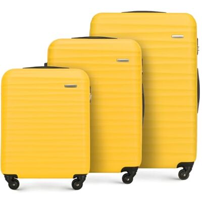 WITTCHEN Reisekoffer 3er Koffer-Set Rollkoffer Trolley Handgepäck Reisekofferset Gepäckset Hartschale aus ABS 4 Spinner-Rollen Zahlenschloss Groove Line gelb Lufthansa/Eurowings/Ryanair/Condor WITTCHEN Reisekoffer 3er Koffer-Set Rollkoffer Trolley Handgepäck Reisekofferset Gepäckset Hartschale aus ABS 4 Spinner-Rollen Zahlenschloss Groove Line gelb Lufthansa/Eurowings/Ryanair/Condor
