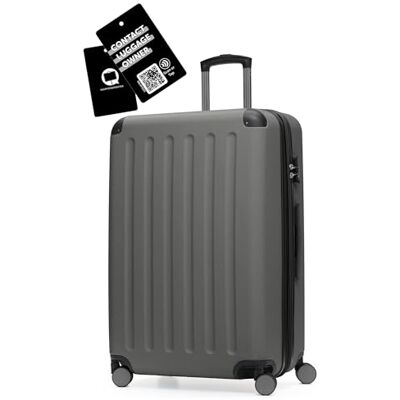 Hauptstadtkoffer Spree Großer Hartschalen-Koffer + Digitaler Kofferanhänger, TSA, 4 Doppel-Rollen, Trolley, Rollkoffer, Reisekoffer, Volumenerweiterung, 75 cm, 119 Liter, Graphit Hauptstadtkoffer Spree Großer Hartschalen-Koffer + Digitaler Kofferanhänger, TSA, 4 Doppel-Rollen, Trolley, Rollkoffer, Reisekoffer, Volumenerweiterung, 75 cm, 119 Liter, Graphit