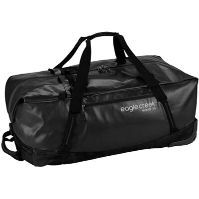Eagle Migrate Reisetasche mit Rollen 110L Schwarz Allterrain-Räder, verstaubare Rucksacktragegurte, nahtlose Bodenkonstruktion, Fronttasche, 110L Volumen Eagle Migrate Reisetasche mit Rollen 110L Schwarz Allterrain-Räder, verstaubare Rucksacktragegurte, nahtlose Bodenkonstruktion, Fronttasche, 110L Volumen