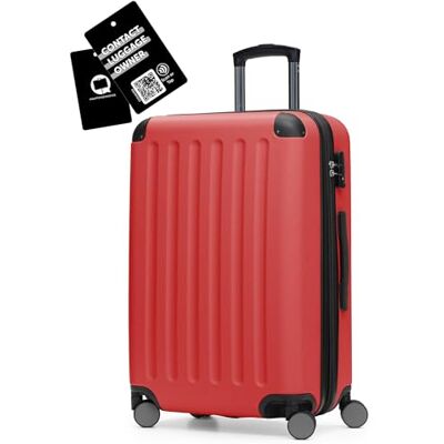 Hauptstadtkoffer Spree Mittelgroßer Hartschalenkoffer + Digitaler Gepäckanhänger, TSA, 4 Rollen, Koffer, Trolley, Rollkoffer, Reisekoffer, Volumenerweiterung, 65 cm, 74 Liter, Rot Hauptstadtkoffer Spree Mittelgroßer Hartschalenkoffer + Digitaler Gepäckanhänger, TSA, 4 Rollen, Koffer, Trolley, Rollkoffer, Reisekoffer, Volumenerweiterung, 65 cm, 74 Liter, Rot