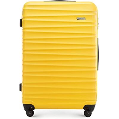 WITTCHEN Reisekoffer Groß Rollkoffer Trolley Großer Koffer Check-In Gepäck Hartschale aus ABS 4 Spinner-Rollen Zahlenschloss Groove Line Größe L gelb Lufthansa/Eurowings/Ryanair WITTCHEN Reisekoffer Groß Rollkoffer Trolley Großer Koffer Check-In Gepäck Hartschale aus ABS 4 Spinner-Rollen Zahlenschloss Groove Line Größe L gelb Lufthansa/Eurowings/Ryanair
