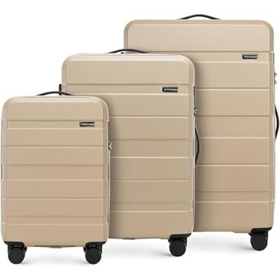 WITTCHEN COMODO Line Kofferset Reisekoffer Hartgepäck aus ABS TSA Schloss Reisekofferset Gepäckset Handgepäck Set Größe (S+M+L) Beige WITTCHEN COMODO Line Kofferset Reisekoffer Hartgepäck aus ABS TSA Schloss Reisekofferset Gepäckset Handgepäck Set Größe (S+M+L) Beige