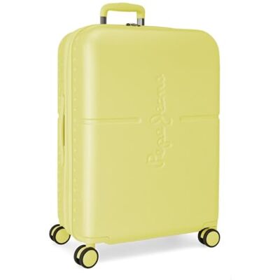 Pepe Jeans Highlight mittelgelber Koffer, 48 x 70 x 28 cm, starrer ABS-integrierter TSA-Verschluss, 79L 4kg, 4 Doppelrollen, ausziehbar, von Joumma Bags Pepe Jeans Highlight mittelgelber Koffer, 48 x 70 x 28 cm, starrer ABS-integrierter TSA-Verschluss, 79L 4kg, 4 Doppelrollen, ausziehbar, von Joumma Bags