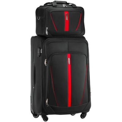 Diamond 2-teiliges Reisegepäck-Set – Großer Weichschalenkoffer XL 28" mit Reisetasche, Schwarz, Codura 1200D, 360° Rollen, Zahlenschloss, Erweiterbar, 88–108 L, Leicht & Robust Diamond 2-teiliges Reisegepäck-Set – Großer Weichschalenkoffer XL 28" mit Reisetasche, Schwarz, Codura 1200D, 360° Rollen, Zahlenschloss, Erweiterbar, 88–108 L, Leicht & Robust