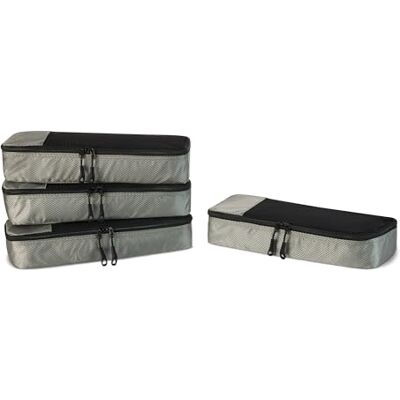 Amazon Basics Packwürfel Set für Koffer, Reise Organizer, Reißverschluss, 4 Teilig, Schmal, Grau Amazon Basics Packwürfel Set für Koffer, Reise Organizer, Reißverschluss, 4 Teilig, Schmal, Grau