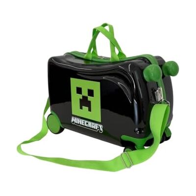 safta Minecraft Kinderkoffer mit Rollen, ABS+PC, 360° drehbare Doppelrollen vorne, gefütterter Innenraum mit Trennwand und Reißverschlusstasche, Schultergurt, Maße: 44 x 21 x 27 cm safta Minecraft Kinderkoffer mit Rollen, ABS+PC, 360° drehbare Doppelrollen vorne, gefütterter Innenraum mit Trennwand und Reißverschlusstasche, Schultergurt, Maße: 44 x 21 x 27 cm