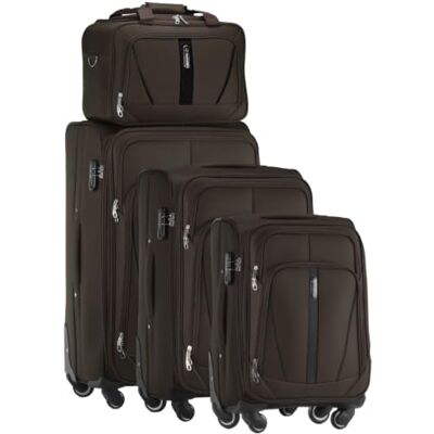 Diamond 4-teiliges Weichschalenkoffer-Set mit Reisetasche – Braun, Erweiterbar, 360° Rollen, Zahlenschloss, Codura 1200D, Leicht & Robust Diamond 4-teiliges Weichschalenkoffer-Set mit Reisetasche – Braun, Erweiterbar, 360° Rollen, Zahlenschloss, Codura 1200D, Leicht & Robust