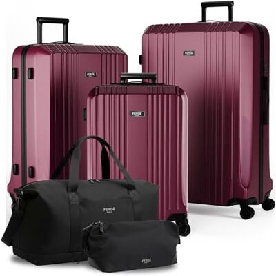 FERGÉ Polycarbonat 5-teilig Koffer Set 77cm, 67cm, Handgepäck Koffer mit Reisetasche Kombi, sehr robuste Reisekoffer mit 4 sanften Rollen & TSA Schloss, Reisekoffer FERGÉ Polycarbonat 5-teilig Koffer Set 77cm, 67cm, Handgepäck Koffer mit Reisetasche Kombi, sehr robuste Reisekoffer mit 4 sanften Rollen & TSA Schloss, Reisekoffer