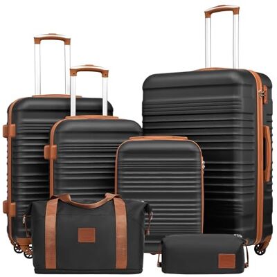 COOLIFE Koffer Set 6tlg: Luggage Set 16-20-24-28 Zoll Hartschale Koffer TSA ABS, 4 Koffer + Reisetasche & Kulturtasche, 360° Rollen – Komplettset für Kreuzfahrt, Studium & Familie COOLIFE Koffer Set 6tlg: Luggage Set 16-20-24-28 Zoll Hartschale Koffer TSA ABS, 4 Koffer + Reisetasche & Kulturtasche, 360° Rollen – Komplettset für Kreuzfahrt, Studium & Familie