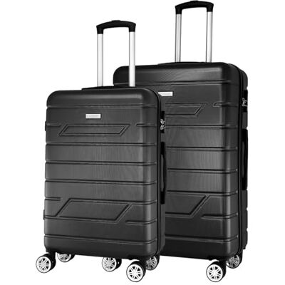 NOWI Bergamo Reisekoffer Wasserabweisend, 8 Rollen 360° Drehbar, Teleskopgestänge, Voll gefütterter Innenraum (schwarz, Set 2tl.) NOWI Bergamo Reisekoffer Wasserabweisend, 8 Rollen 360° Drehbar, Teleskopgestänge, Voll gefütterter Innenraum (schwarz, Set 2tl.)
