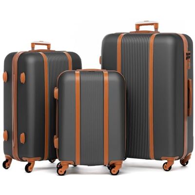 FERGÉ Kofferset 3 teilig Hartschale Milano Reisekoffer Trolley-Set (Handgepäck, L, XL) 3er Set Hartschalenkoffer Roll-Koffer 4 Rollen 100% ABS grau FERGÉ Kofferset 3 teilig Hartschale Milano Reisekoffer Trolley-Set (Handgepäck, L, XL) 3er Set Hartschalenkoffer Roll-Koffer 4 Rollen 100% ABS grau