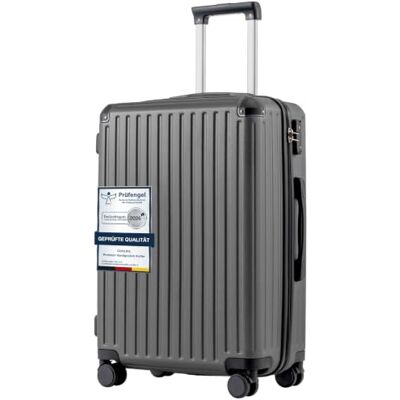 COOLIFE Mittelgroßer Koffer Hartschalen Hartschalenkoffer, ABS+PC, 65.5 cm Reisekoffer mit TSA-Schloss Teleskopgriff und 4 Zwillingsrollen, Trolley-Koffer für Geschäftsreise Auslandsstudium, Grau COOLIFE Mittelgroßer Koffer Hartschalen Hartschalenkoffer, ABS+PC, 65.5 cm Reisekoffer mit TSA-Schloss Teleskopgriff und 4 Zwillingsrollen, Trolley-Koffer für Geschäftsreise Auslandsstudium, Grau