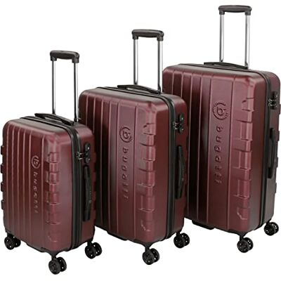 Bugatti Hartschalen Kofferset Galatea (S, M & L) 4 Rollen 3er Reisekoffer Set, Rot mit TSA Zahlenschloss Bugatti Hartschalen Kofferset Galatea (S, M & L) 4 Rollen 3er Reisekoffer Set, Rot mit TSA Zahlenschloss
