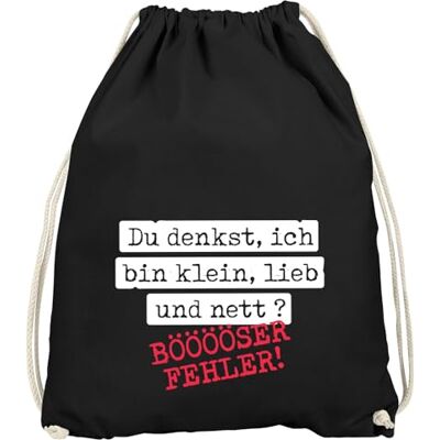 MoonWorks ® Turnbeutel Spruch Du denkst ich bin klein, lieb und nett bööööser Fehler Ironie Sarkasmus Gymbag Schwarz unisize MoonWorks ® Turnbeutel Spruch Du denkst ich bin klein, lieb und nett bööööser Fehler Ironie Sarkasmus Gymbag Schwarz unisize