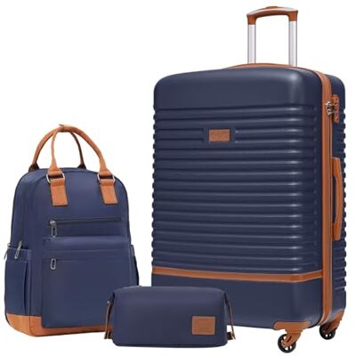 COOLIFE Koffer Set 3tlg, Reisekoffer Set mit Reiserucksack & Kulturbeutel 28" Koffer Groß für Fernreisen, Leichter ABS Hartschalenkoffer, TSA-Schloss, YKK-Reißverschluss, 360° Rollen, Teleskopgriff COOLIFE Koffer Set 3tlg, Reisekoffer Set mit Reiserucksack & Kulturbeutel 28" Koffer Groß für Fernreisen, Leichter ABS Hartschalenkoffer, TSA-Schloss, YKK-Reißverschluss, 360° Rollen, Teleskopgriff