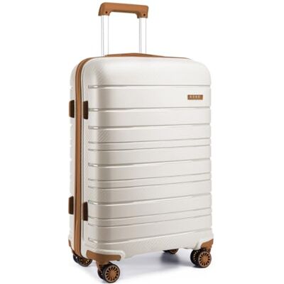 KONO 61 cm Leichter mittelgroßer Hartschalenkoffer 66 l Reisegepäck mit TSA-Schloss und 4 Spinner-Rädern (cremefarben), cremeweiß, M(Medium 24Inch), Mittelgroßer Hartschalenkoffer KONO 61 cm Leichter mittelgroßer Hartschalenkoffer 66 l Reisegepäck mit TSA-Schloss und 4 Spinner-Rädern (cremefarben), cremeweiß, M(Medium 24Inch), Mittelgroßer Hartschalenkoffer