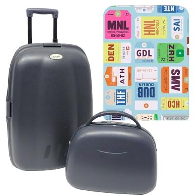 WELL HOME MOBILIARIO & DECORACIÓN Trolley-Koffer-Set + ABS-Kosmetiktasche inklusive Einer Schutzhülle von City Plates, bunt, Kofferset Trolley + Kulturbeutel mit Schutzhülle WELL HOME MOBILIARIO & DECORACIÓN Trolley-Koffer-Set + ABS-Kosmetiktasche inklusive Einer Schutzhülle von City Plates, bunt, Kofferset Trolley + Kulturbeutel mit Schutzhülle