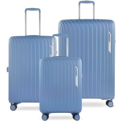 Bugatti Hera 3er Hartschalen-Koffer-Set mit 4-Rollen (S,M,L), leichte Reise-Koffer aus PP Light und Handgepäck-Trolley, Denim Bugatti Hera 3er Hartschalen-Koffer-Set mit 4-Rollen (S,M,L), leichte Reise-Koffer aus PP Light und Handgepäck-Trolley, Denim