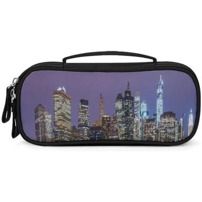 FekiLoot New York City Mehrzweck-Organizer-Tasche mit Griff, strapazierfähiges PU-Leder, Stifttasche, tragbare Make-up-Aufbewahrungstasche für Reisen, Alltag, Schreibtisch-Organisation, 21 x 11 x 4,5 cm FekiLoot New York City Mehrzweck-Organizer-Tasche mit Griff, strapazierfähiges PU-Leder, Stifttasche, tragbare Make-up-Aufbewahrungstasche für Reisen, Alltag, Schreibtisch-Organisation, 21 x 11 x 4,5 cm
