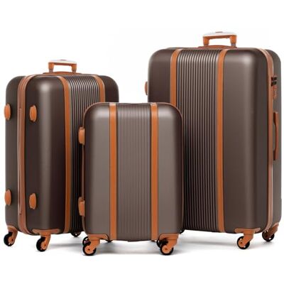 FERGÉ Kofferset 3 teilig Hartschale Milano Reisekoffer Trolley-Set (Handgepäck, L, XL) 3er Set Hartschalenkoffer Roll-Koffer 4 Rollen 100% ABS café FERGÉ Kofferset 3 teilig Hartschale Milano Reisekoffer Trolley-Set (Handgepäck, L, XL) 3er Set Hartschalenkoffer Roll-Koffer 4 Rollen 100% ABS café