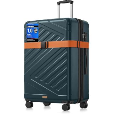 SONGMICS Koffer, Hartschalenkoffer mit TSA-Schloss, ABS-Trolley, 75 cm Reisekoffer, Aufgabegepäck, Koffergurt, 4 Zwillingsrollen, XL, Graugrün, TREVO Kollektion RLP003C101 SONGMICS Koffer, Hartschalenkoffer mit TSA-Schloss, ABS-Trolley, 75 cm Reisekoffer, Aufgabegepäck, Koffergurt, 4 Zwillingsrollen, XL, Graugrün, TREVO Kollektion RLP003C101