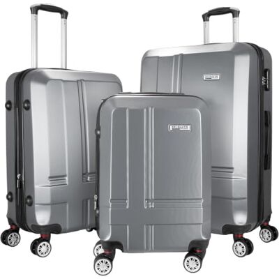 BRUBAKER 3tlg. Hartschalen Kofferset New York (M, L, XL Grau) Erweiterbare Hartschalenkoffer mit Zahlenschloss, 4 Rollen und Teleskopgriff Reisekoffer Koffer Set inkl. Handgepäck BRUBAKER 3tlg. Hartschalen Kofferset New York (M, L, XL Grau) Erweiterbare Hartschalenkoffer mit Zahlenschloss, 4 Rollen und Teleskopgriff Reisekoffer Koffer Set inkl. Handgepäck