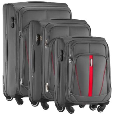 Diamond 3-teiliges Weichschalenkoffer-Set – Grau, Erweiterbar, 360° Rollen, Zahlenschloss, Codura 1200D, Leicht & Robust Diamond 3-teiliges Weichschalenkoffer-Set – Grau, Erweiterbar, 360° Rollen, Zahlenschloss, Codura 1200D, Leicht & Robust