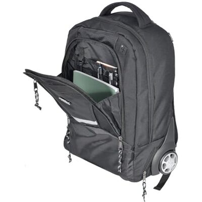 LIGHTPAK 46151 Laptop Trolley-Rucksack Master Schwarz 48,5 cm mit Rollen & versenkbarem Teleskopgriff, Business Reiserucksack mit Notebookfach & Organizer + ALASSIO Aluminium Sichtfeld Kofferanhänger LIGHTPAK 46151 Laptop Trolley-Rucksack Master Schwarz 48,5 cm mit Rollen & versenkbarem Teleskopgriff, Business Reiserucksack mit Notebookfach & Organizer + ALASSIO Aluminium Sichtfeld Kofferanhänger