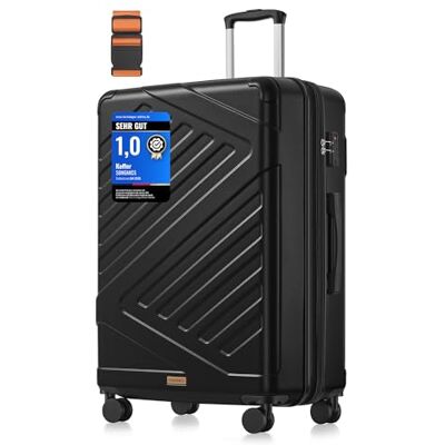 SONGMICS Koffer, Reisekoffer, Hartschalenkoffer mit TSA-Schloss, Koffergurt, ABS-Trolley, 4 Zwillingsrollen, erweiterbar, XL, 75 cm, tintenschwarz RLP003B101 SONGMICS Koffer, Reisekoffer, Hartschalenkoffer mit TSA-Schloss, Koffergurt, ABS-Trolley, 4 Zwillingsrollen, erweiterbar, XL, 75 cm, tintenschwarz RLP003B101