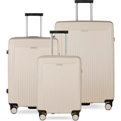Bugatti Linea 3er-Hartschalen Kofferset S/M/L Leichtlaufrollen, Beige sehr leicht und robust, 360°Doppelrollen, Trolley, TSA Zahlenschloss, Polycarbonat Bugatti Linea 3er-Hartschalen Kofferset S/M/L Leichtlaufrollen, Beige sehr leicht und robust, 360°Doppelrollen, Trolley, TSA Zahlenschloss, Polycarbonat