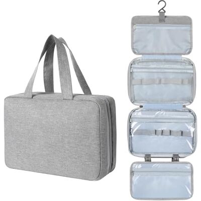 AiQInu Kulturbeutel zum Aufhängen, Kulturtasche Unisex Faltbare Waschtasche Kosmetiktasche Reisezubehör mit Haken für Damen und Herren AiQInu Kulturbeutel zum Aufhängen, Kulturtasche Unisex Faltbare Waschtasche Kosmetiktasche Reisezubehör mit Haken für Damen und Herren