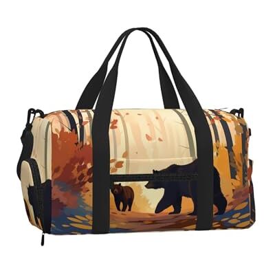 ANABPRMA Santa Claus Leuchtturm Gym Duffle Bag mit Schuhfach Reise Weekender Übernachtungstasche Wasserdicht Sport Turnbeutel mit Schultergurt, Bären- und Fuchsmuster, One Size ANABPRMA Santa Claus Leuchtturm Gym Duffle Bag mit Schuhfach Reise Weekender Übernachtungstasche Wasserdicht Sport Turnbeutel mit Schultergurt, Bären- und Fuchsmuster, One Size