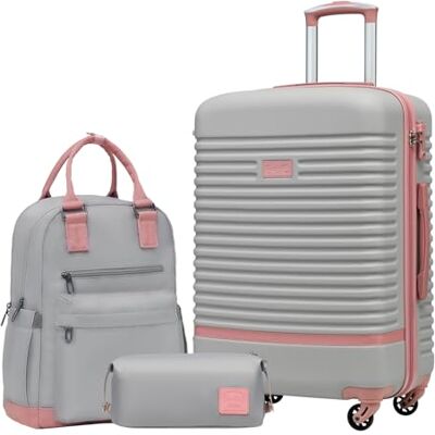 COOLIFE Koffer Set 3tlg, Reisekoffer Set mit Reiserucksack & Kulturbeutel 24" Koffer Mittelgroß für Mittelstrecke, Leichter ABS Hartschale, TSA-Schloss, YKK-Reißverschluss, 360° Rollen, Teleskopgrif COOLIFE Koffer Set 3tlg, Reisekoffer Set mit Reiserucksack & Kulturbeutel 24" Koffer Mittelgroß für Mittelstrecke, Leichter ABS Hartschale, TSA-Schloss, YKK-Reißverschluss, 360° Rollen, Teleskopgrif