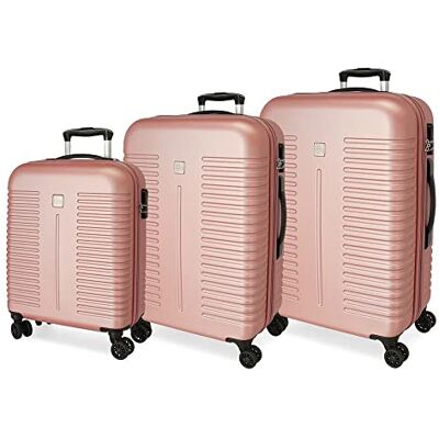 Roll Road India Kofferset Rosa 55/70/80 cm Hard ABS Kombinationsverschluss seitlich 220L 11,5 kg 4 Doppelrollen Handgepäck Roll Road India Kofferset Rosa 55/70/80 cm Hard ABS Kombinationsverschluss seitlich 220L 11,5 kg 4 Doppelrollen Handgepäck