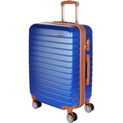 BRUBAKER Hartschalen Koffer Paris Reisekoffer Trolley mit Zahlenschloss, 4 Rollen und Komfort Tragegriffen Rollkoffer 43 x 66,5 x 26 cm ABS Hartschalenkoffer (L Blau und Braun) BRUBAKER Hartschalen Koffer Paris Reisekoffer Trolley mit Zahlenschloss, 4 Rollen und Komfort Tragegriffen Rollkoffer 43 x 66,5 x 26 cm ABS Hartschalenkoffer (L Blau und Braun)