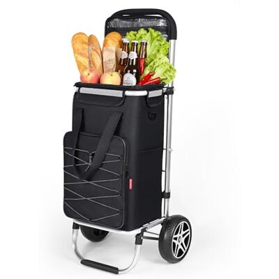 YEAUPE PRO Einkaufstrolley, Trolley groß mit Reflexstreifen, 3in1 mit isoliertem Kühlfach, Abnehmbare Tasche, Für Supermarkt, Picnic & Reisen, 50L, 25kg, Matt-schwarz YEAUPE PRO Einkaufstrolley, Trolley groß mit Reflexstreifen, 3in1 mit isoliertem Kühlfach, Abnehmbare Tasche, Für Supermarkt, Picnic & Reisen, 50L, 25kg, Matt-schwarz