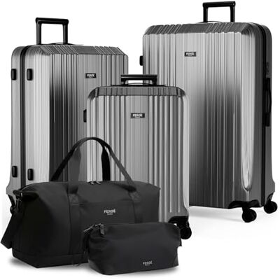 FERGÉ Polycarbonat 5-teilig Koffer Set 77cm, 67cm, Handgepäck Koffer mit Reisetasche Kombi, sehr robuste Reisekoffer mit 4 sanften Rollen & TSA Schloss, Reisekoffer FERGÉ Polycarbonat 5-teilig Koffer Set 77cm, 67cm, Handgepäck Koffer mit Reisetasche Kombi, sehr robuste Reisekoffer mit 4 sanften Rollen & TSA Schloss, Reisekoffer