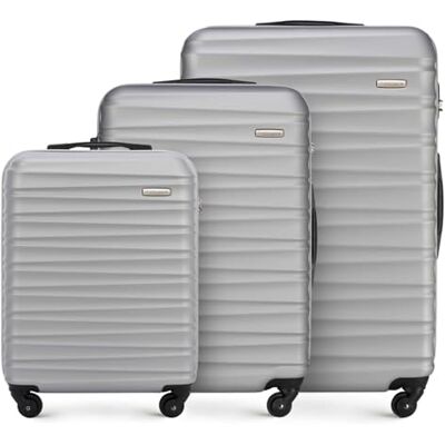 WITTCHEN Reisekoffer 3er Koffer-Set Rollkoffer Trolley Handgepäck Reisekofferset Gepäckset Hartschale aus ABS 4 Spinner-Rollen Zahlenschloss Groove Line grau Lufthansa/Eurowings/Ryanair/Condor WITTCHEN Reisekoffer 3er Koffer-Set Rollkoffer Trolley Handgepäck Reisekofferset Gepäckset Hartschale aus ABS 4 Spinner-Rollen Zahlenschloss Groove Line grau Lufthansa/Eurowings/Ryanair/Condor