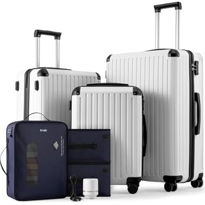 COOLIFE Vakuum Koffer Set, Hartschalenkoffer, Reisekoffer Set mit Pumpe Verstärkte Ecken, ABS+PC Gepäck mit 360°- Rollen und TSA-Schloss, Trolley mit Vakuumsystem für Langreise / Langstreckenreise COOLIFE Vakuum Koffer Set, Hartschalenkoffer, Reisekoffer Set mit Pumpe Verstärkte Ecken, ABS+PC Gepäck mit 360°- Rollen und TSA-Schloss, Trolley mit Vakuumsystem für Langreise / Langstreckenreise