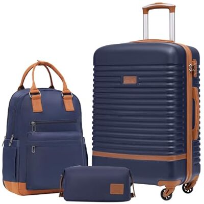 COOLIFE Koffer Set 3tlg, Reisekoffer Set mit Reiserucksack & Kulturbeutel 24" Koffer Mittelgroß für Mittelstrecke, Leichter ABS Hartschale, TSA-Schloss, YKK-Reißverschluss, 360° Rollen, Teleskopgrif COOLIFE Koffer Set 3tlg, Reisekoffer Set mit Reiserucksack & Kulturbeutel 24" Koffer Mittelgroß für Mittelstrecke, Leichter ABS Hartschale, TSA-Schloss, YKK-Reißverschluss, 360° Rollen, Teleskopgrif