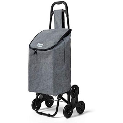 VOUNOT ® Einkaufstrolley Treppensteiger, Trolly Einkaufswagen Klappbar, Hackenporsche mit 3 Räder, Wasserdichter, 32L, Grau VOUNOT ® Einkaufstrolley Treppensteiger, Trolly Einkaufswagen Klappbar, Hackenporsche mit 3 Räder, Wasserdichter, 32L, Grau