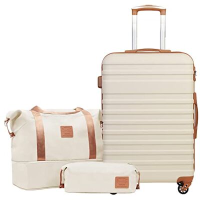 COOLIFE 3-Teiliges Koffer Set, Mittelgroßer Koffer 67 cm mit 1 Reisetasche TSA-Schloss, Leicht ABS hartschale, 360° Leise Räder, mit 1 Kulturbeutel für Urlaubsreise, Kreuzfahrten und Auslandsstudium COOLIFE 3-Teiliges Koffer Set, Mittelgroßer Koffer 67 cm mit 1 Reisetasche TSA-Schloss, Leicht ABS hartschale, 360° Leise Räder, mit 1 Kulturbeutel für Urlaubsreise, Kreuzfahrten und Auslandsstudium