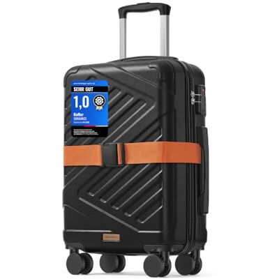SONGMICS Koffer, Reisekoffer, Hartschalenkoffer mit TSA-Schloss, Koffergurt, ABS-Trolley, 4 Zwillingsrollen, Handgepäck-Koffer, M, 55 cm, tintenschwarz RLP001B101 SONGMICS Koffer, Reisekoffer, Hartschalenkoffer mit TSA-Schloss, Koffergurt, ABS-Trolley, 4 Zwillingsrollen, Handgepäck-Koffer, M, 55 cm, tintenschwarz RLP001B101