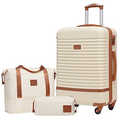 COOLIFE Koffer Set 3tlg, 24" Koffer Mittelgroß mit Reisetasche&Kulturbeutel Reisekoffer Set für Mittelstrecke, Leichter ABS Hartschale, TSA-Schloss, YKK-Reißverschluss, 360° Rollen, Teleskopgrif COOLIFE Koffer Set 3tlg, 24" Koffer Mittelgroß mit Reisetasche&Kulturbeutel Reisekoffer Set für Mittelstrecke, Leichter ABS Hartschale, TSA-Schloss, YKK-Reißverschluss, 360° Rollen, Teleskopgrif