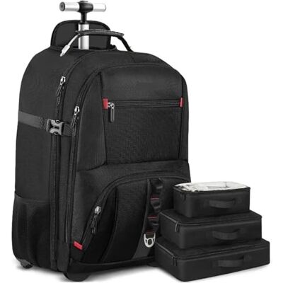 XUWEWI Rollrucksack, Reiserucksack mit Rollen, Handgepäckrucksack 3 Organizer-Taschen, 17, Zoll Für Reisen XUWEWI Rollrucksack, Reiserucksack mit Rollen, Handgepäckrucksack 3 Organizer-Taschen, 17, Zoll Für Reisen