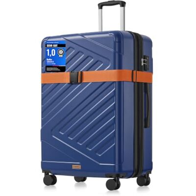 SONGMICS Koffer, Reisekoffer, Hartschalenkoffer mit TSA-Schloss, Koffergurt, ABS-Trolley, 4 Zwillingsrollen, erweiterbar, XL, 75 cm, hafenblau RLP003Q101 SONGMICS Koffer, Reisekoffer, Hartschalenkoffer mit TSA-Schloss, Koffergurt, ABS-Trolley, 4 Zwillingsrollen, erweiterbar, XL, 75 cm, hafenblau RLP003Q101