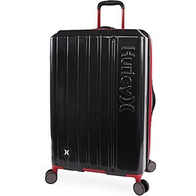 Hurley Swiper Hardside Spinner Check in Gepäck 73,7 cm, Schwarz/Red, 29" Check In, 8-Rad 360 Grad Spinner, Trolleygriff mit Druckknopf, SuperABS-Hartschalentechnologie Hurley Swiper Hardside Spinner Check in Gepäck 73,7 cm, Schwarz/Red, 29" Check In, 8-Rad 360 Grad Spinner, Trolleygriff mit Druckknopf, SuperABS-Hartschalentechnologie