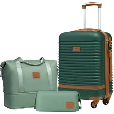 COOLIFE Koffer Set 3tlg, 20" Koffer Klein mit Reisetasche & Kulturbeutel Reisekoffer Set für Kurzreisen, Leichter ABS Hartschalenkoffer, TSA-Schloss, YKK-Reißverschluss, 360° Rollen, Teleskopgriff COOLIFE Koffer Set 3tlg, 20" Koffer Klein mit Reisetasche & Kulturbeutel Reisekoffer Set für Kurzreisen, Leichter ABS Hartschalenkoffer, TSA-Schloss, YKK-Reißverschluss, 360° Rollen, Teleskopgriff
